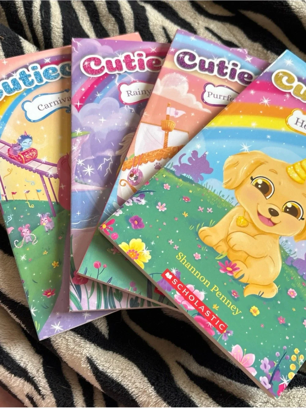Scholastic Cutiees Kids Books - Pink, Purple, Green, Yellow, Blue